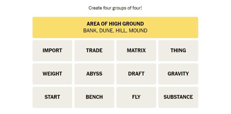 BENCH And MOUND Meaning In Today’s NYT Connections With All Categories